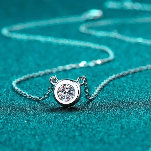 Certified 1ct. t.w. Moissanite Diamond Round Necklace NEW - Picture 3 of 8